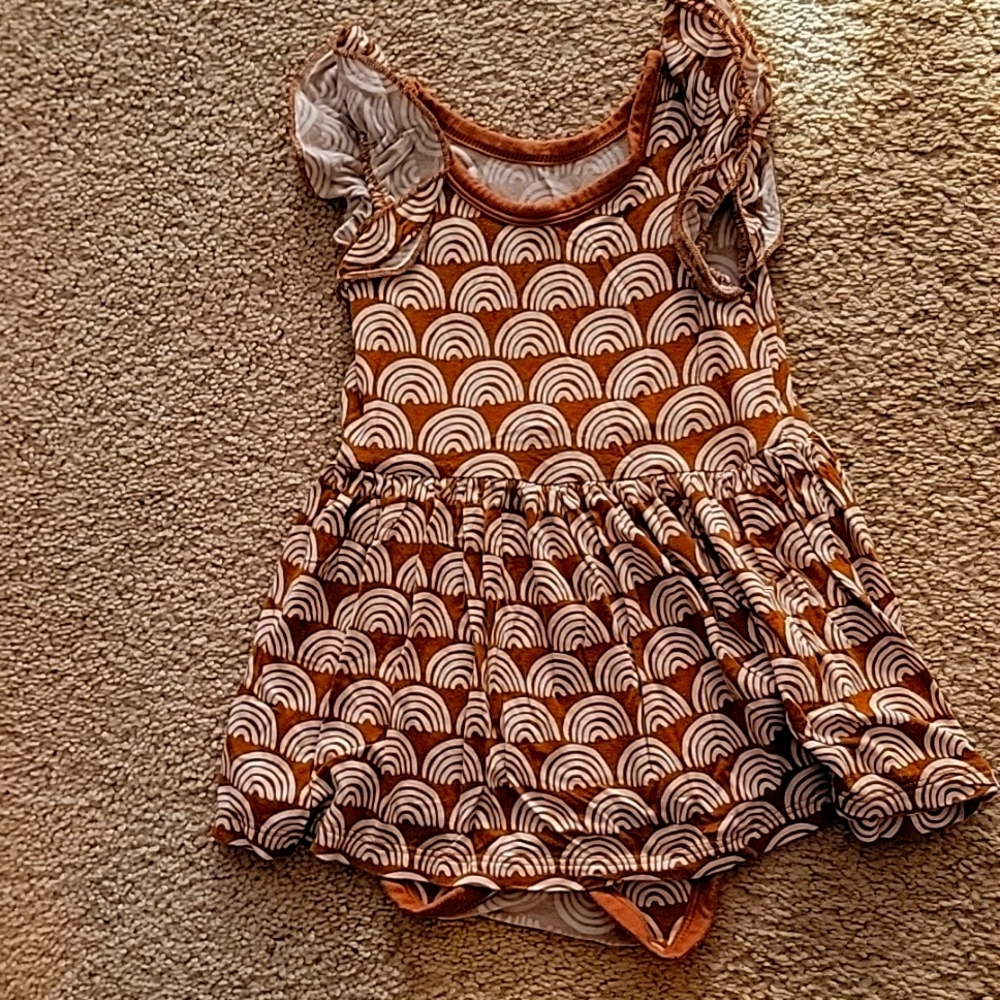 Little Sleepies Rust rainbow flutter dress